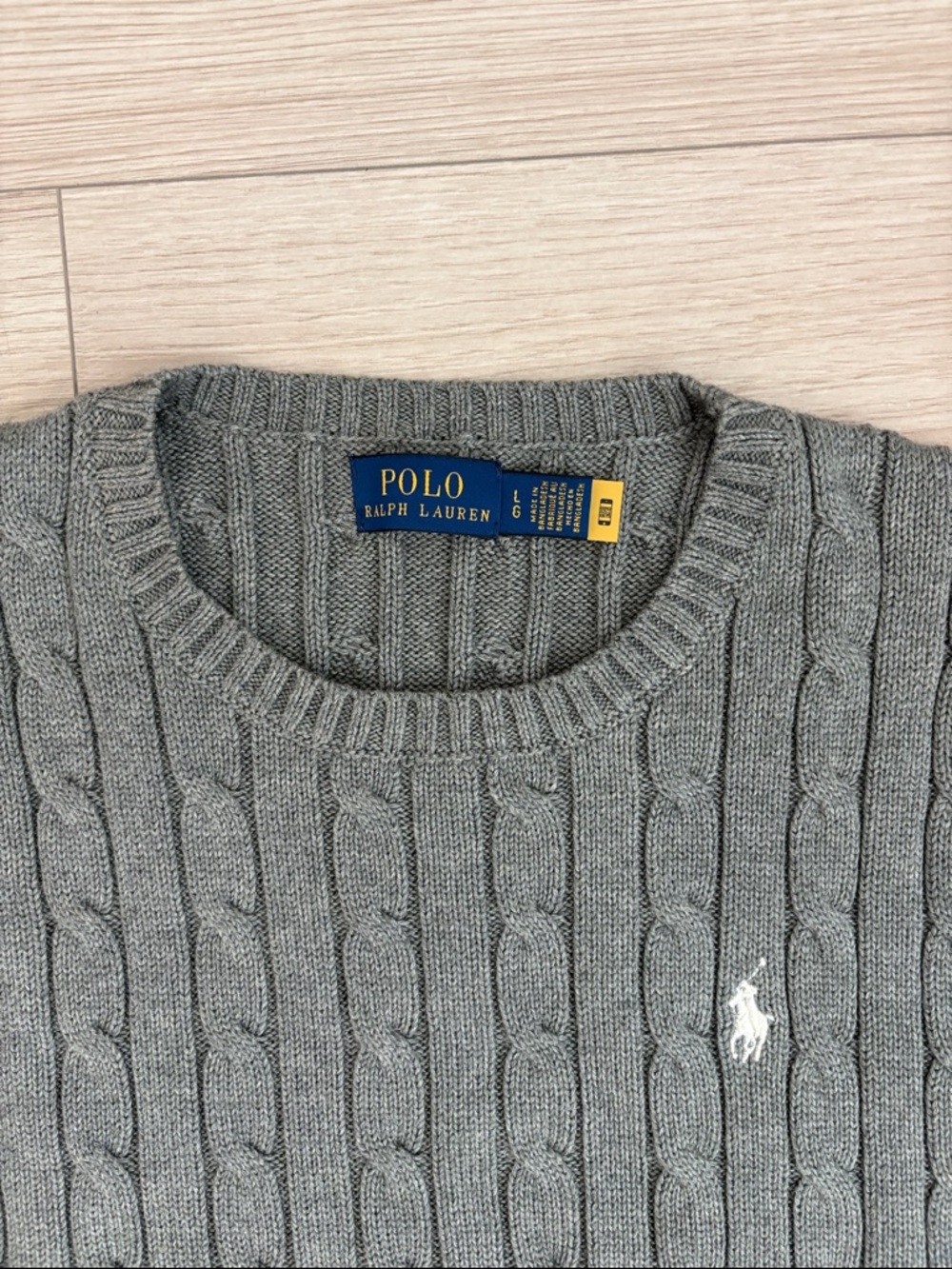Polo by Ralph Lauren Grey Cable-Knit Crewneck Sweater - Picture 2 of 8